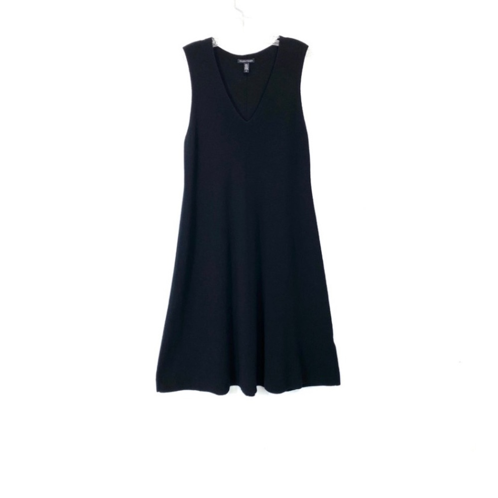 Eileen Fisher Blue Knit V Neck Dress